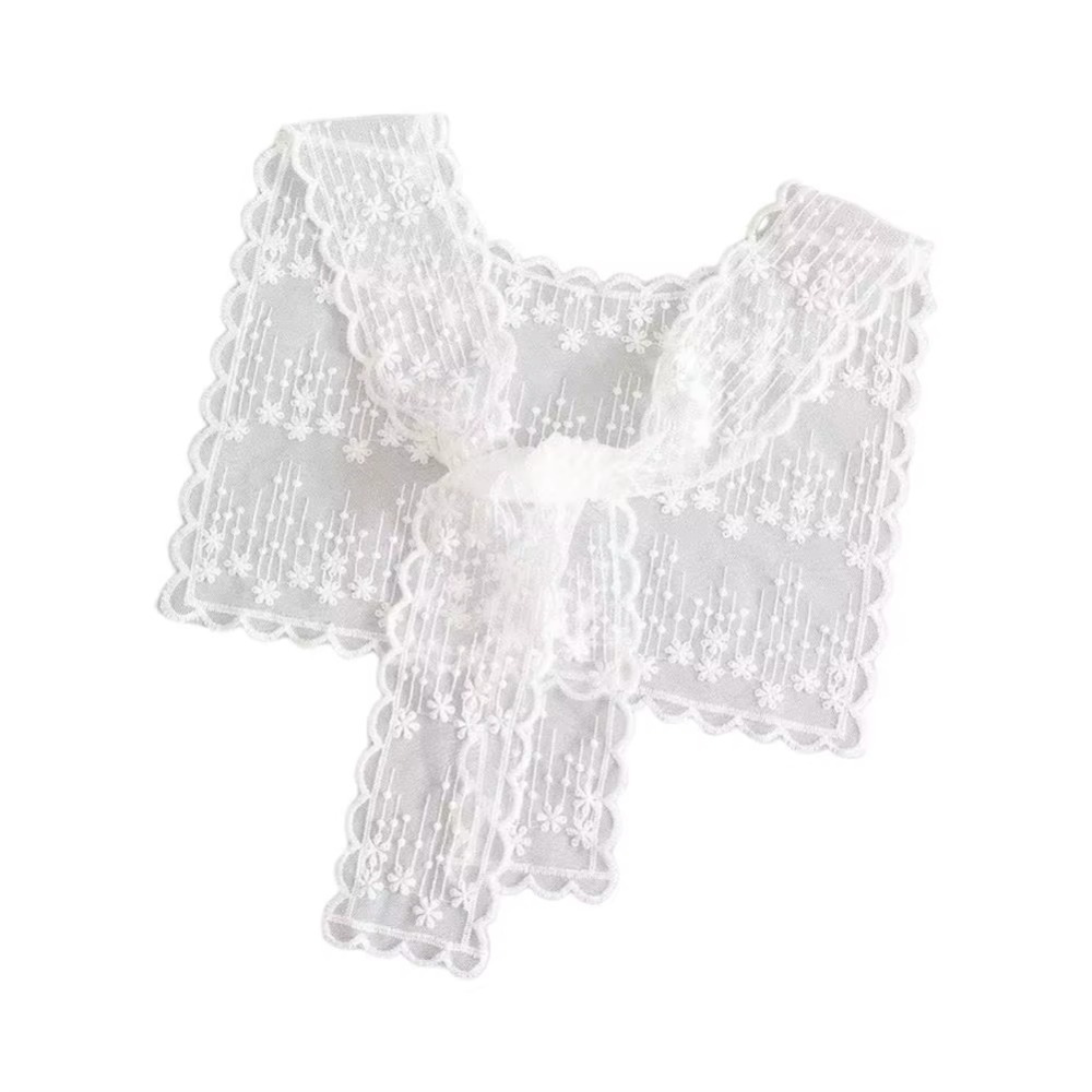Embroidery Shawl - Elegante Gola Falsa de Renda Branca