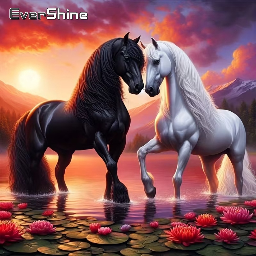 Embroidery Horse - Mosaico de diamante Evershine com padrão