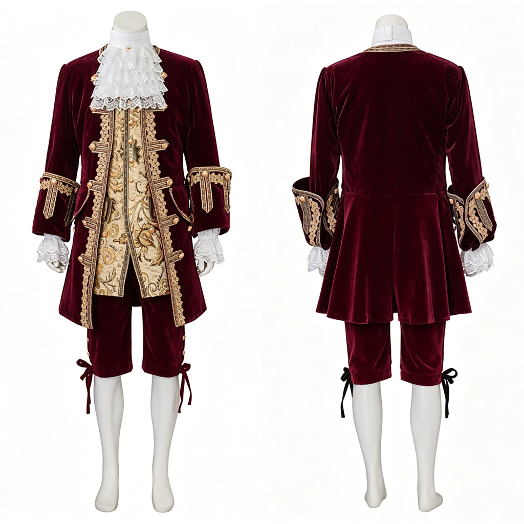 Embroidery Red - Traje Masculino Luxuoso Bordado Estilo Rococó