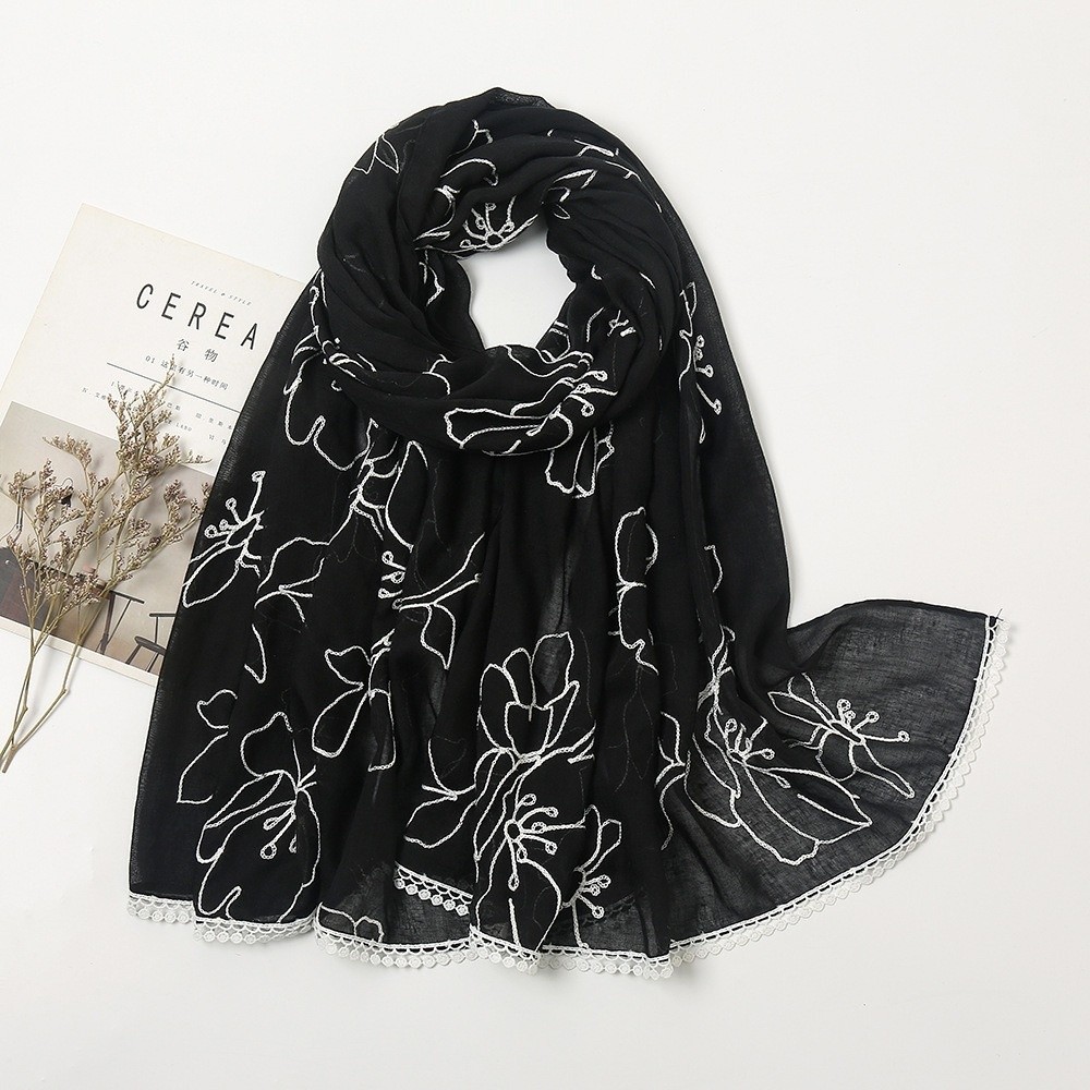 Embroidery Shawl - Lenço Hijab Versátil e Elegante com