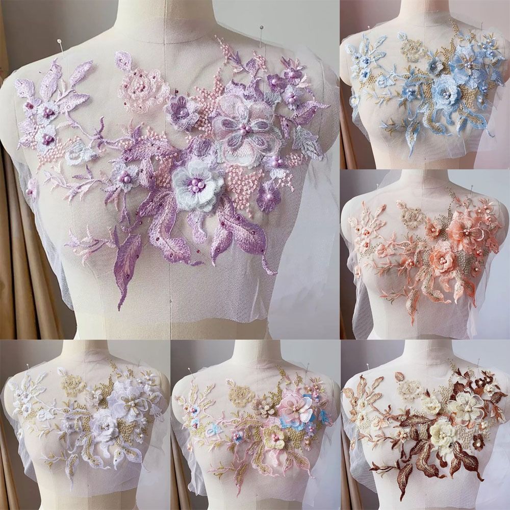 Embroidery Flower Pattern - 3d flores frisadas tecidos de renda