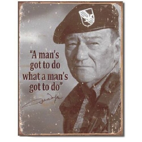 Embroidery Workshop - Metal Tin Sign of John Wayne,