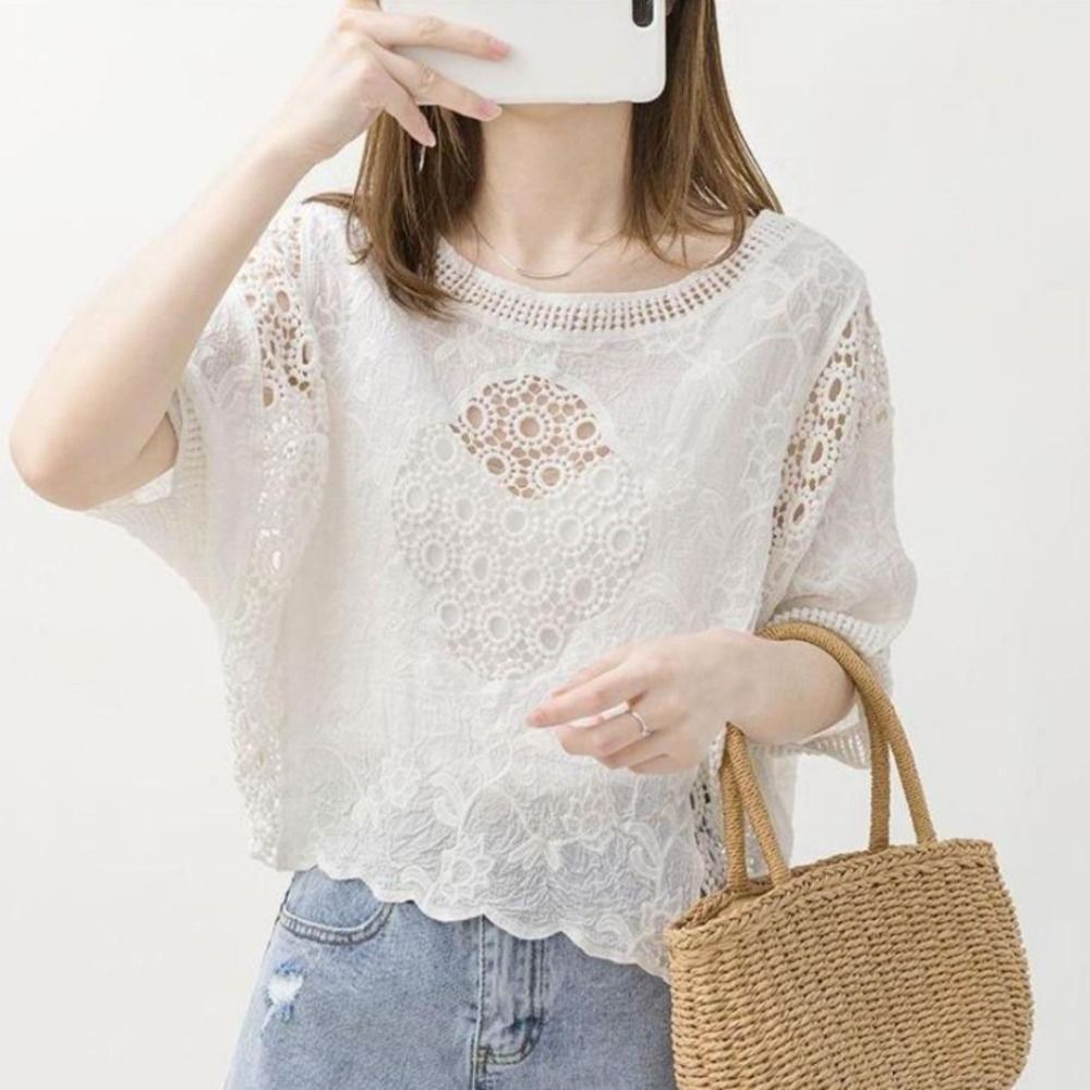 Embroidery Shawl - Poncho de Crochê com Bordado Floral