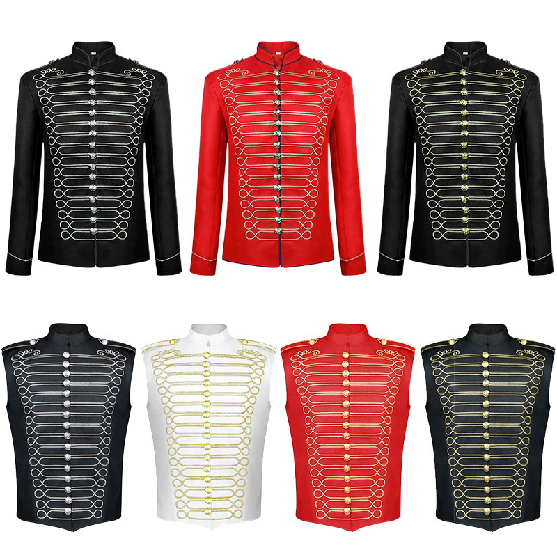 Embroidery Vest - Jaqueta bordada de ouro masculina medieval