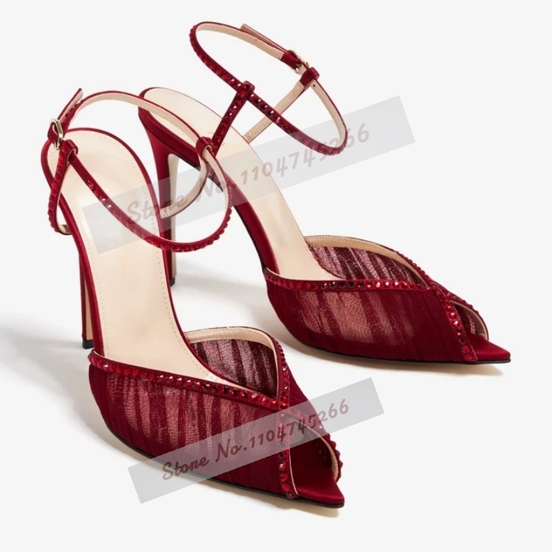 Embroidery Red - Vinho tinto malha de ar cristal