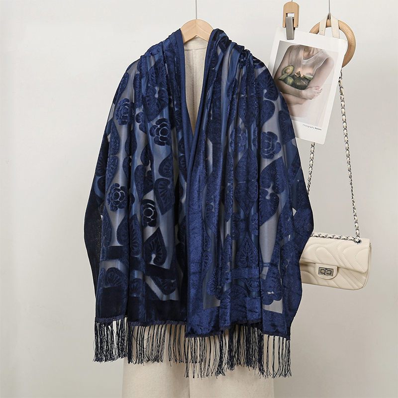 Embroidery Shawl - Xale de luxo bordado de seda