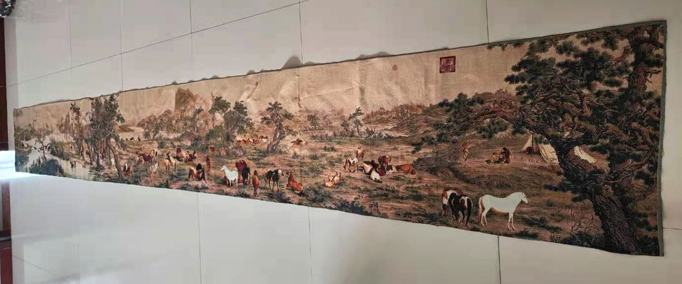 Embroidery Horse - 5m super tamanho chinês folk seda