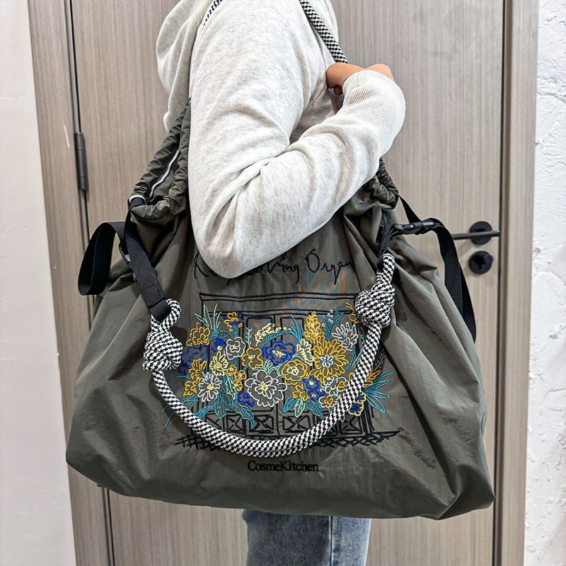 Embroidery Net Dress - Compras bordado proteção ambiental grande capacidade