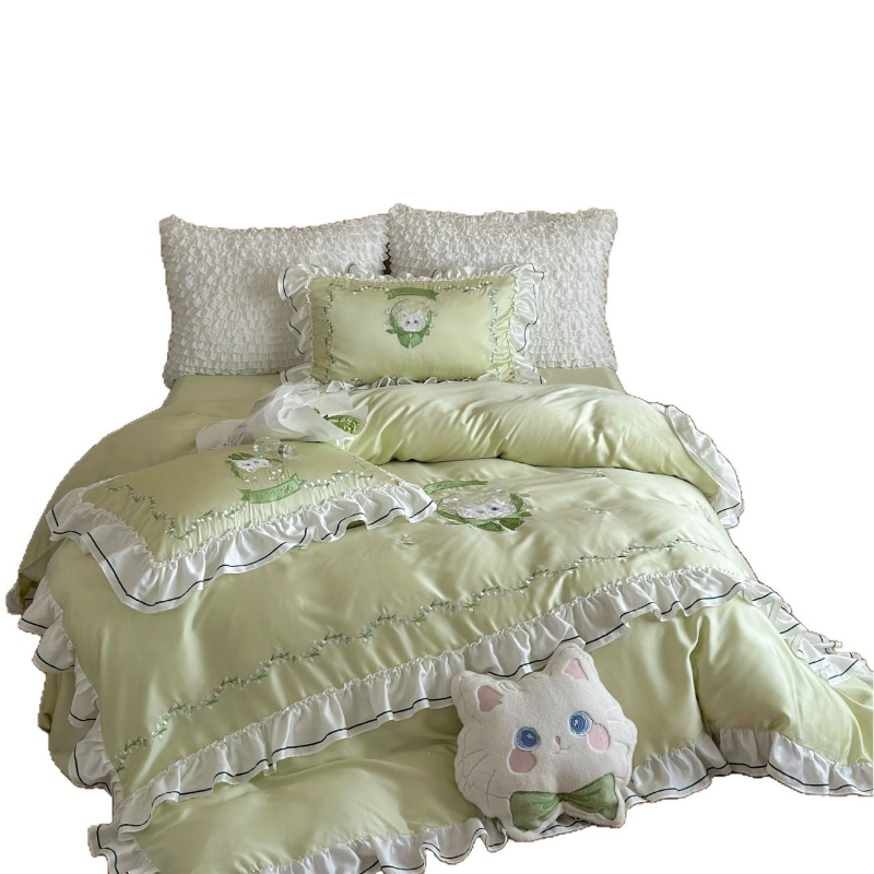 Embroidery Quilt Cover - Conjunto de quatro peças em tencel