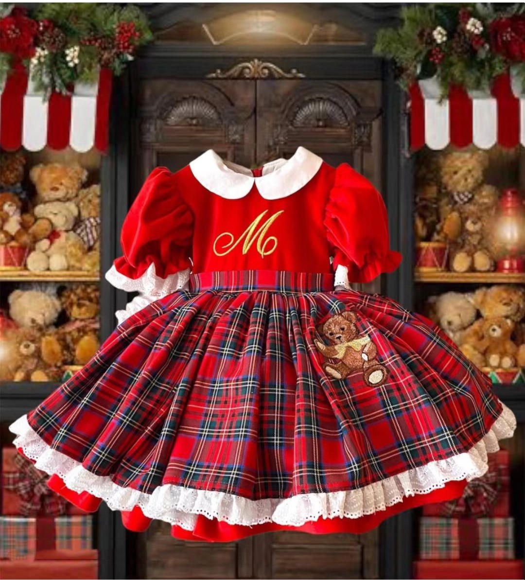 Embroidery Red - 0-12y bebê menina outono inverno vermelho