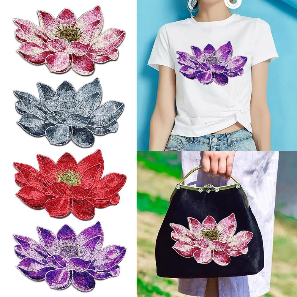 Embroidery Flower Pattern - O remendo bordado flor do lótus,