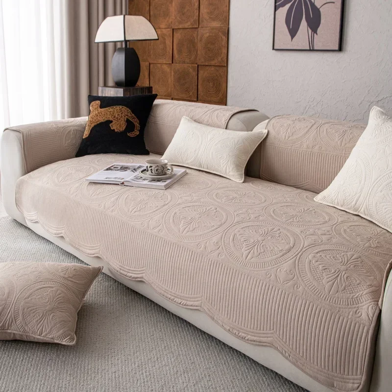 Embroidery Quilt Cover - 1pc engrossar algodão sofá slipcover antiderrapante