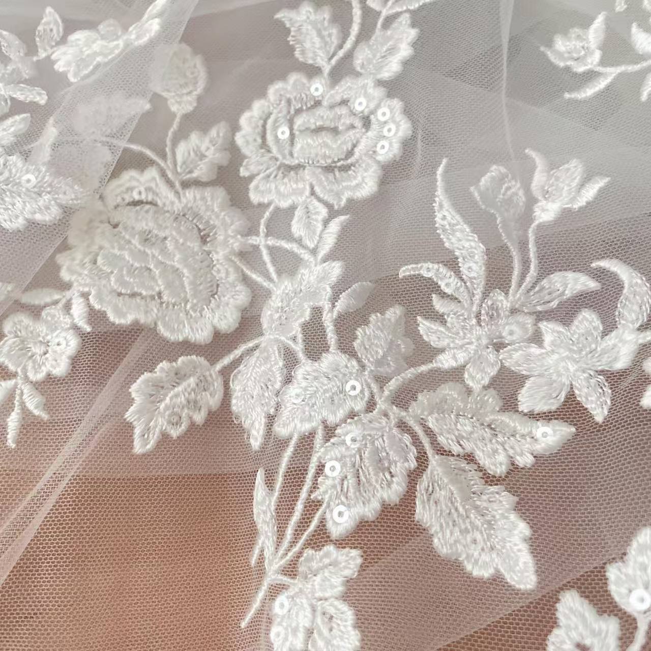 Embroidery Flower Pattern - Tecido de renda bordado francês, linda