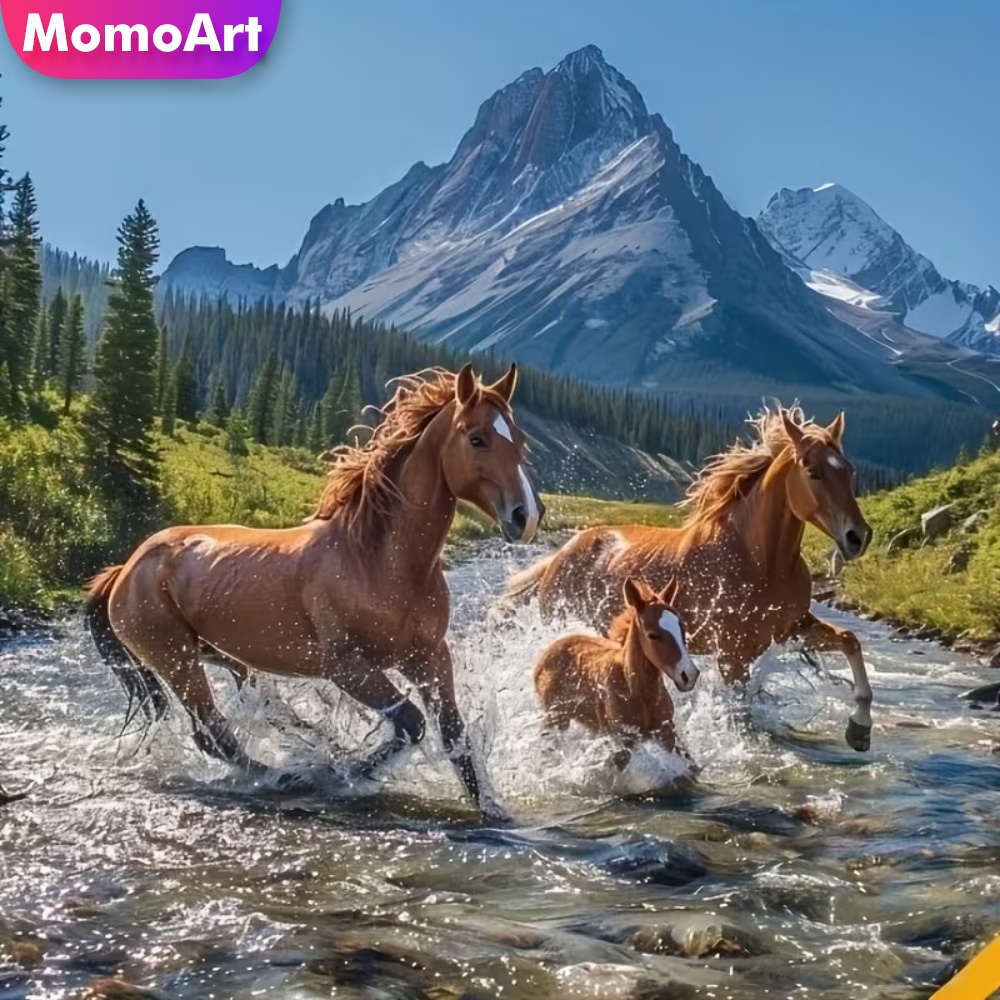 Embroidery Horse - Momoart 5D DIY Pintura Diamante Cavalo