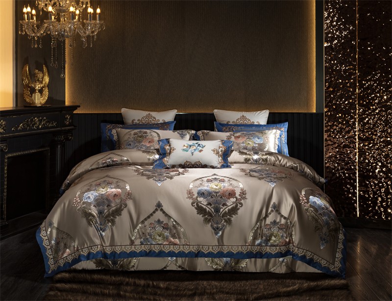 Embroidery Quilt Cover - Elegante Damasco Europeu Projeto do fundamento