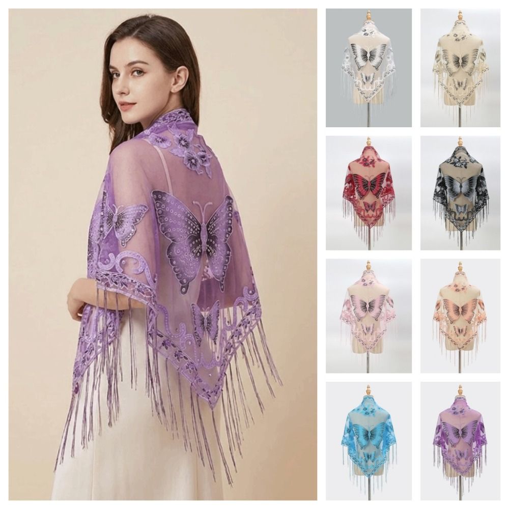 Lenço de Luxo com Renda Floral - Embroidery Shawl avaliação e preço