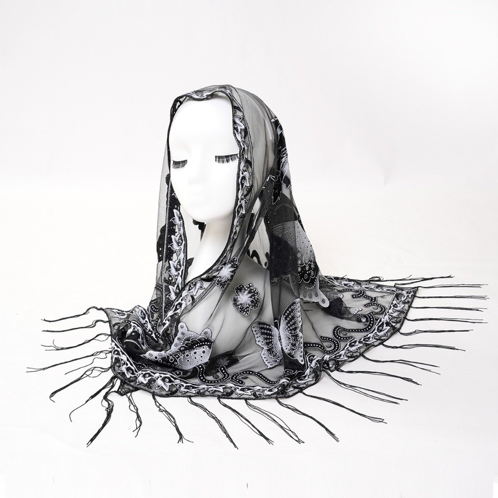 Lenço de Luxo com Renda Floral - Embroidery Shawl avaliação e preço