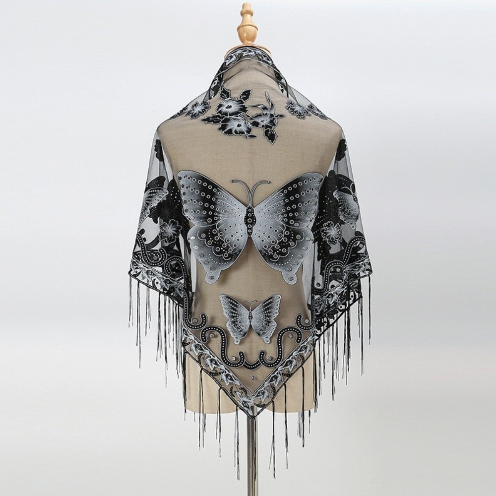 Lenço de Luxo com Renda Floral - Embroidery Shawl avaliação e preço
