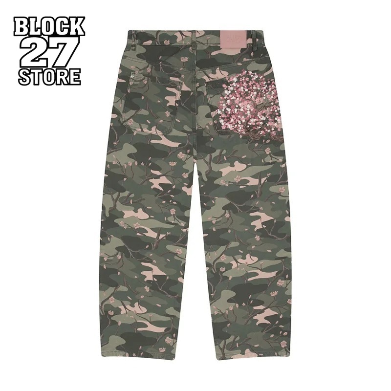 Calças Jeans Masculinas Y2K co - Embroidery Jeans Sakura avaliação e preço