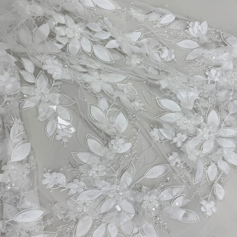 Tecido de Renda com Flores 3D  - Embroidery Net Dress avaliação e preço