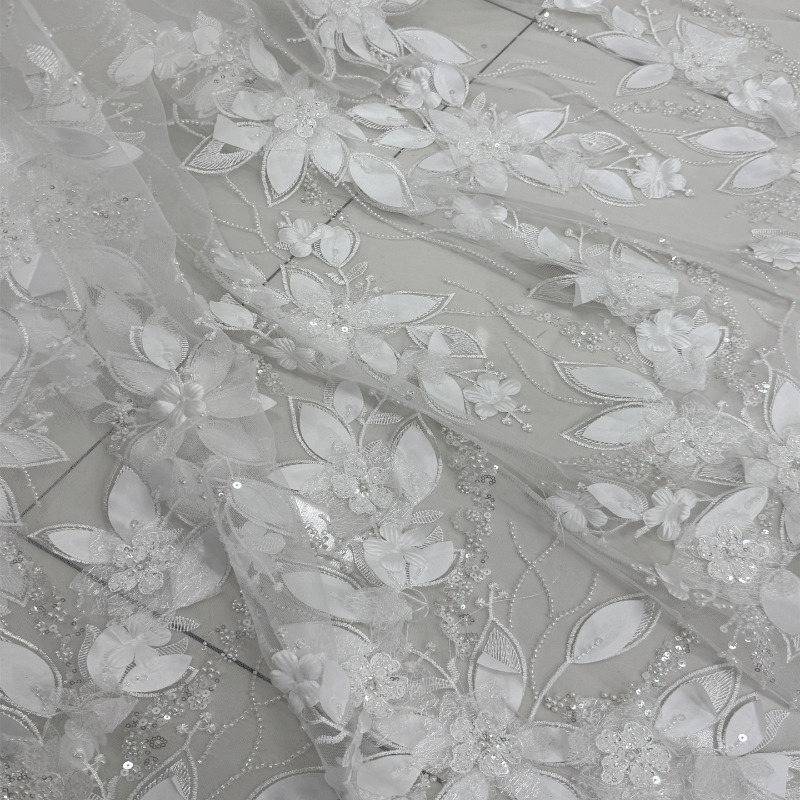 Tecido de Renda com Flores 3D  - Embroidery Net Dress avaliação e preço