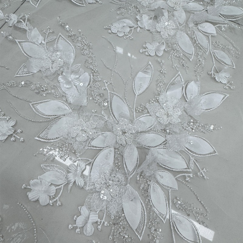 Tecido de Renda com Flores 3D  - Embroidery Net Dress avaliação e preço