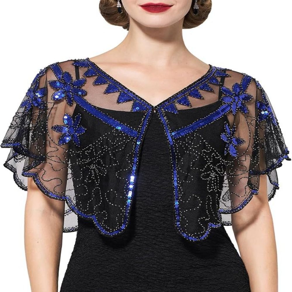 Poncho Retro com Lantejoulas,  - Embroidery Shawl avaliação e preço