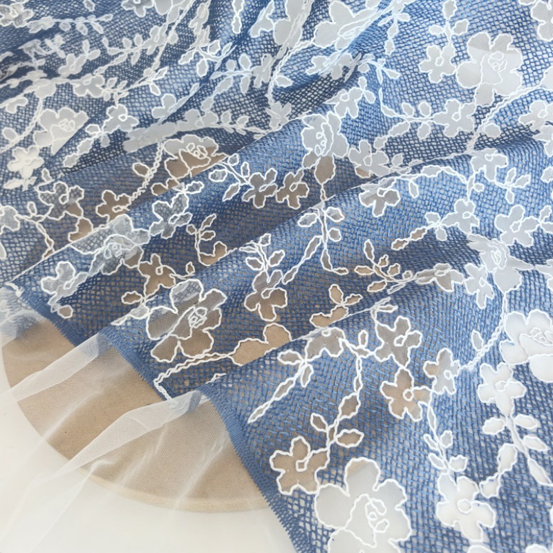 Tecido de Renda Tule com Borda - Embroidery Flower Pattern avaliação e preço