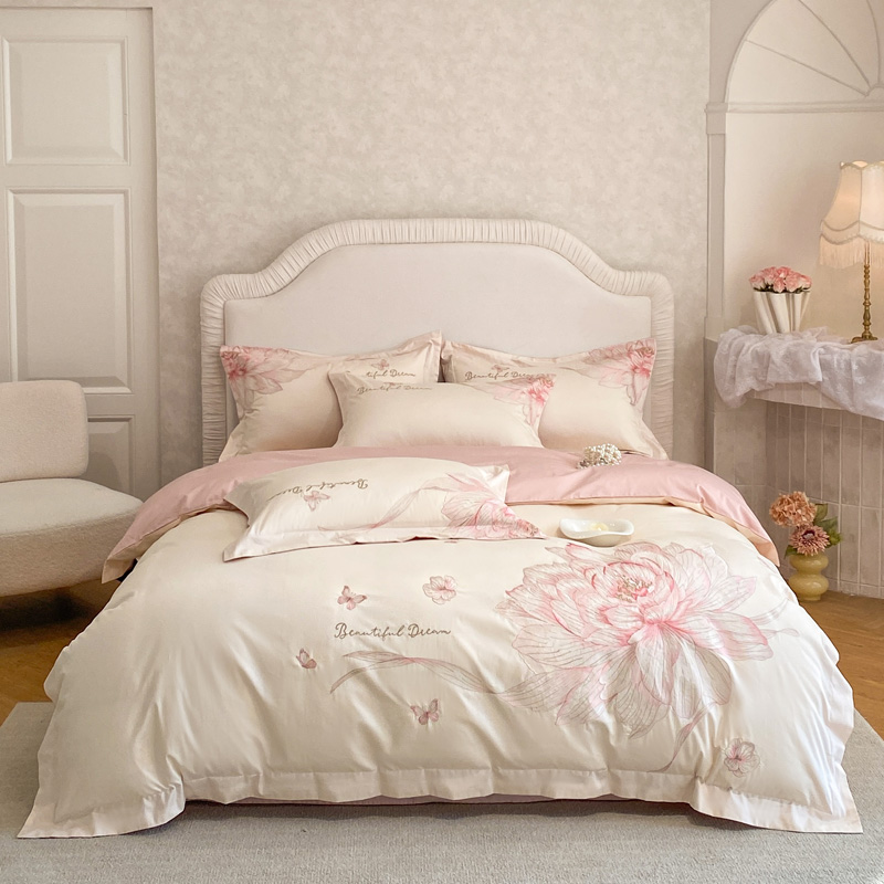 1000tc algodão egípcio flores  - Embroidery Quilt Cover avaliação e preço