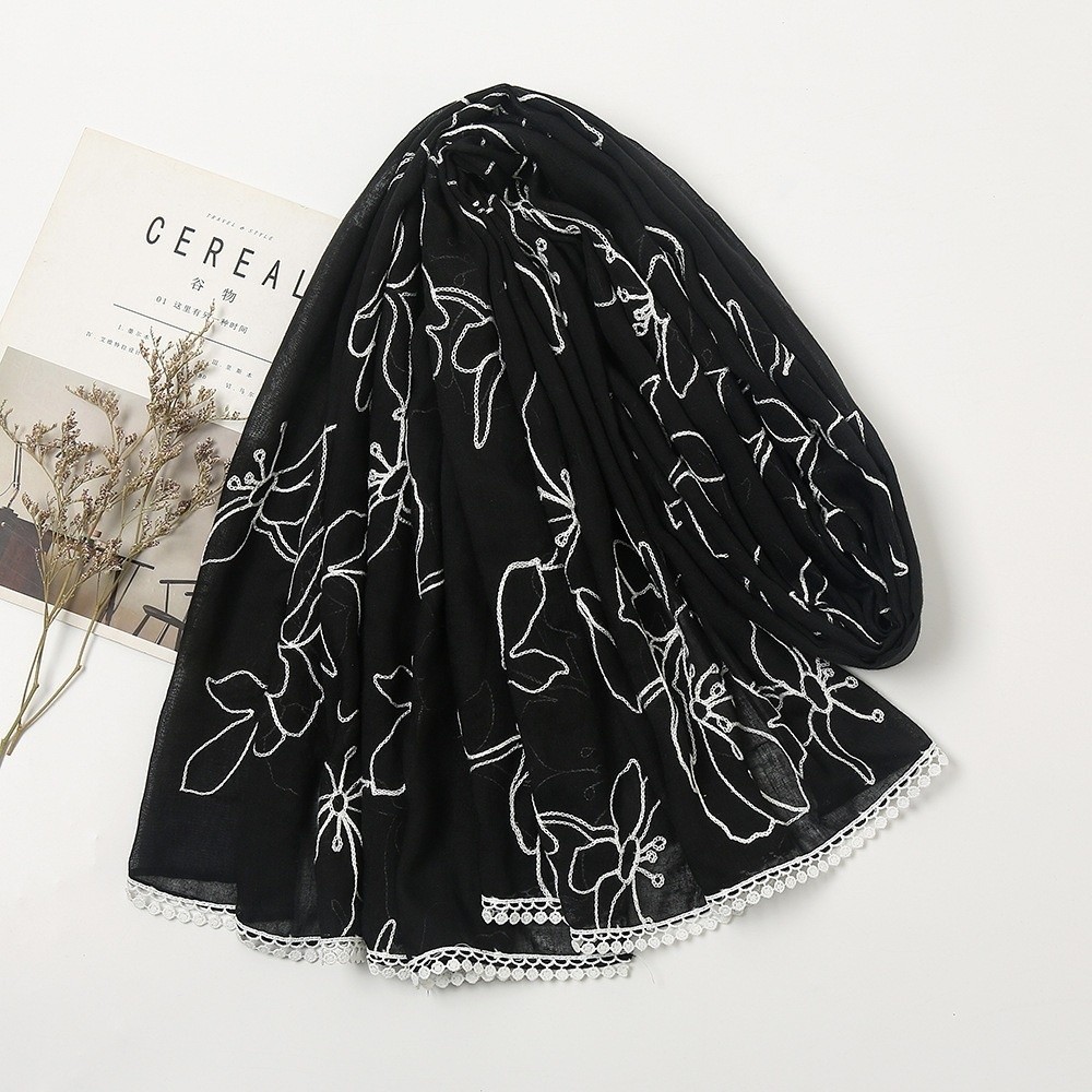 Lenço Hijab Versátil e Elegant - Embroidery Shawl avaliação e preço