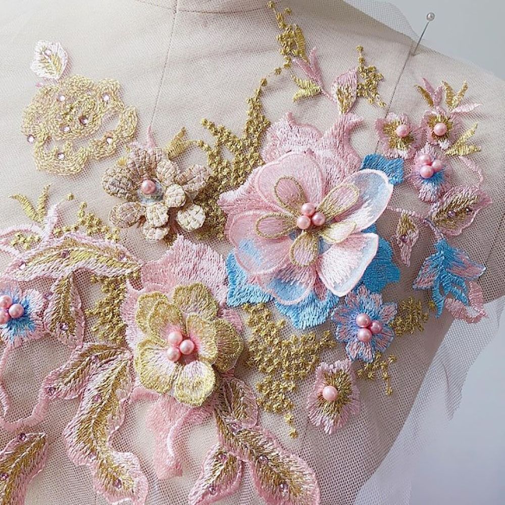 3d flores frisadas tecidos de  - Embroidery Flower Pattern avaliação e preço