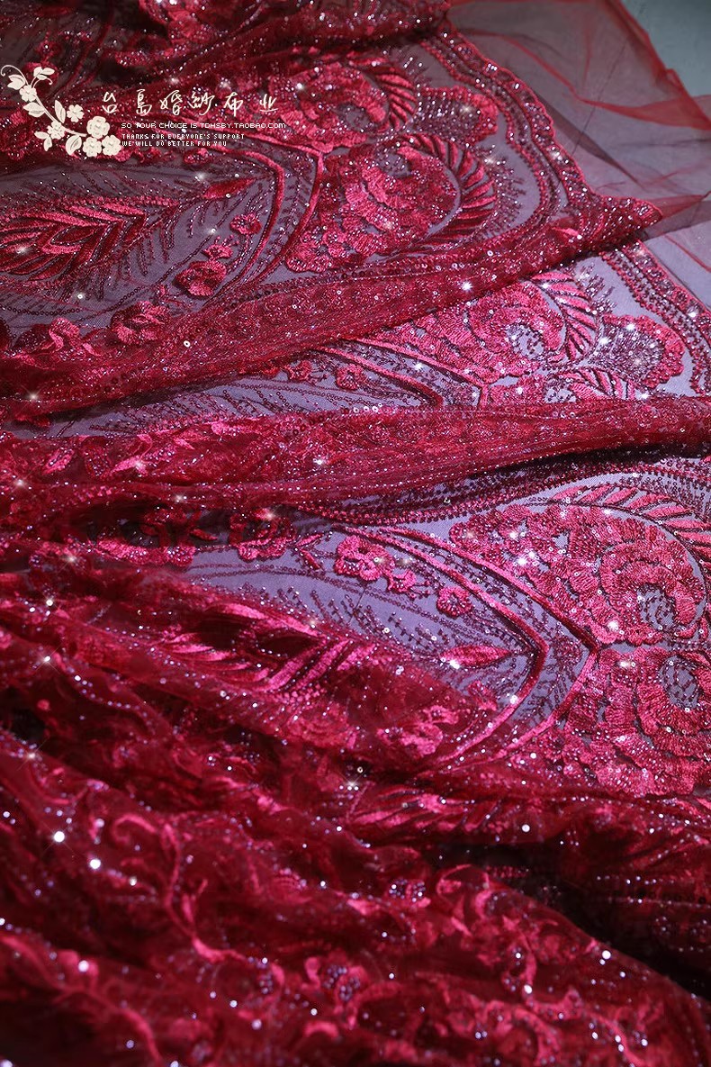 1 jarda novos tecidos de malha - Embroidery Red avaliação e preço