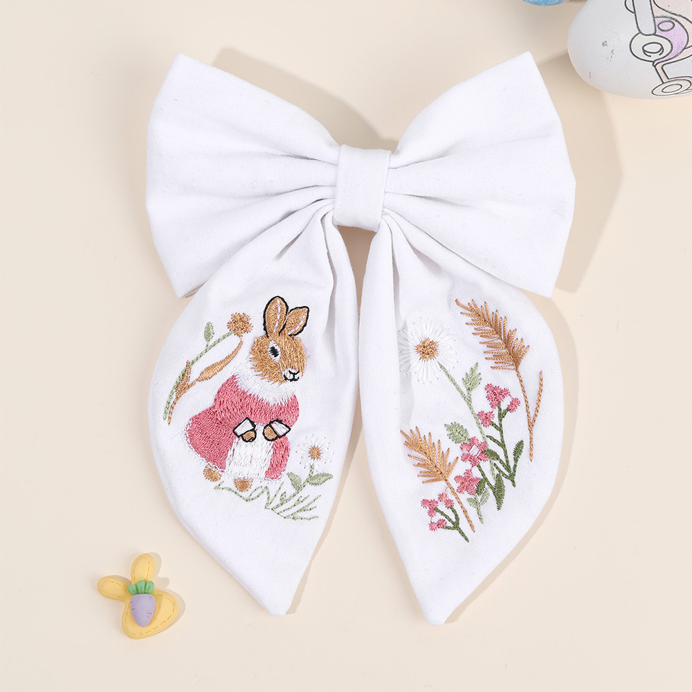 Coelho bordado arco grampo de  - Embroidery Rabbit avaliação e preço
