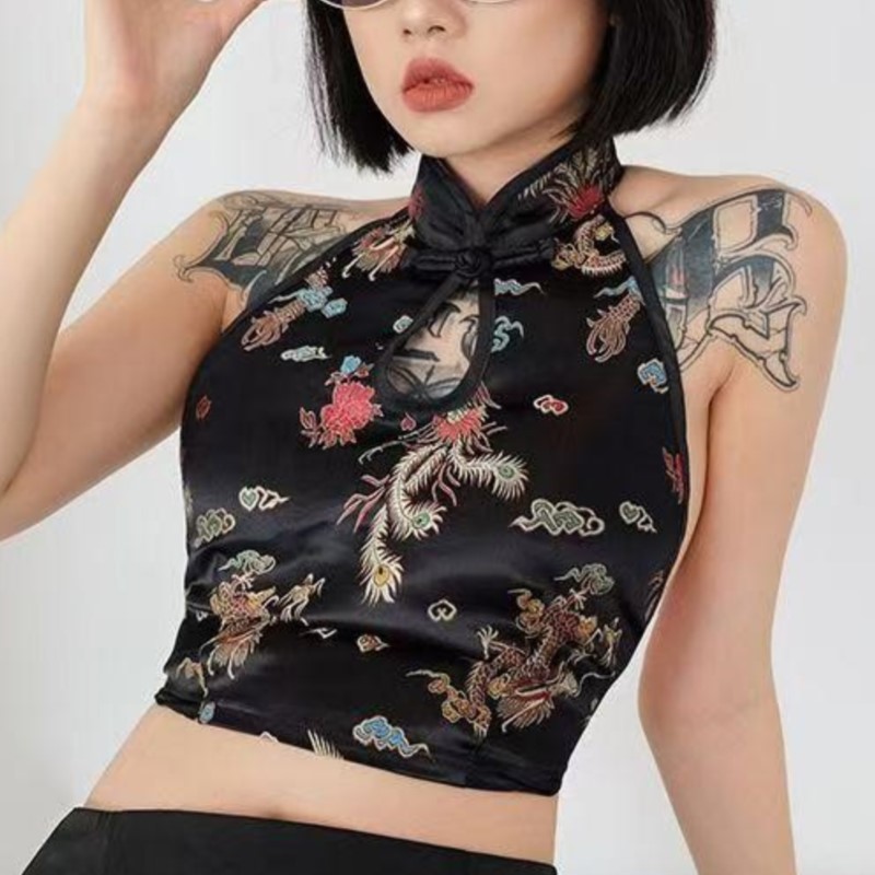 2025 Top Cropped Cheongsam Sex - Embroidery Vest avaliação e preço