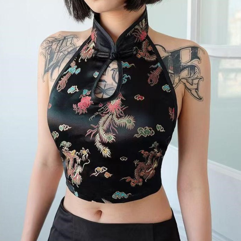 2025 Top Cropped Cheongsam Sex - Embroidery Vest avaliação e preço