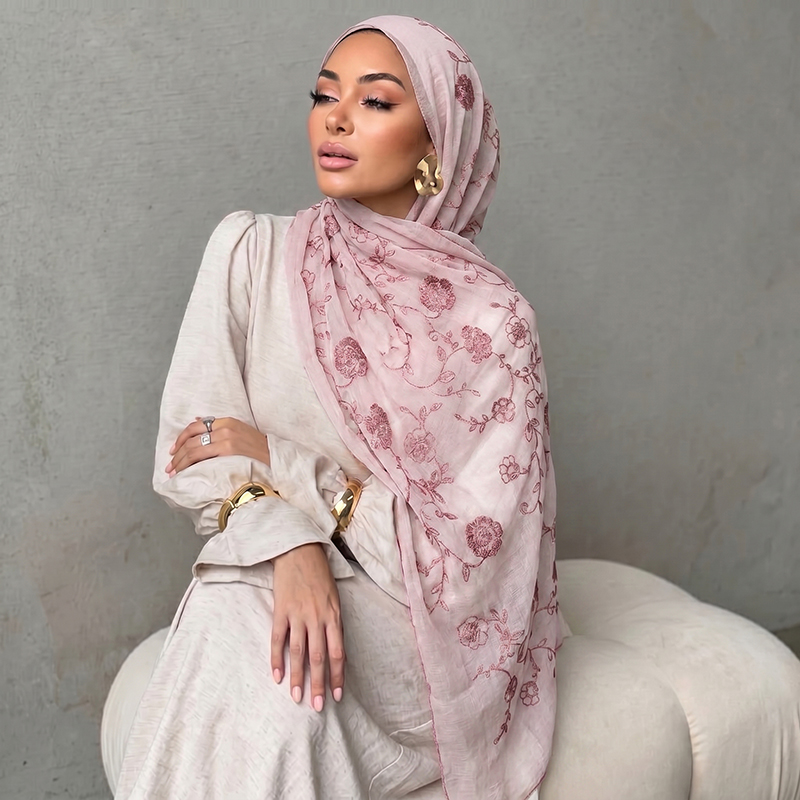 Lenço Hijab Muçulmano com Bord - Embroidery Shawl avaliação e preço