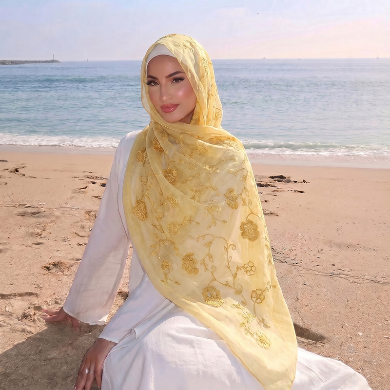 Lenço Hijab Muçulmano com Bord - Embroidery Shawl avaliação e preço