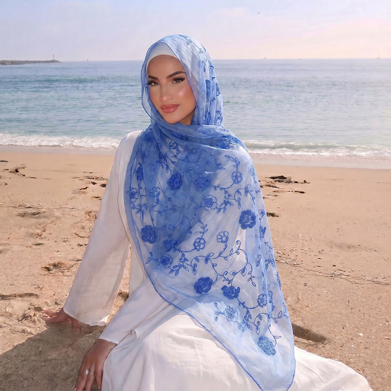 Lenço Hijab Muçulmano com Bord - Embroidery Shawl avaliação e preço