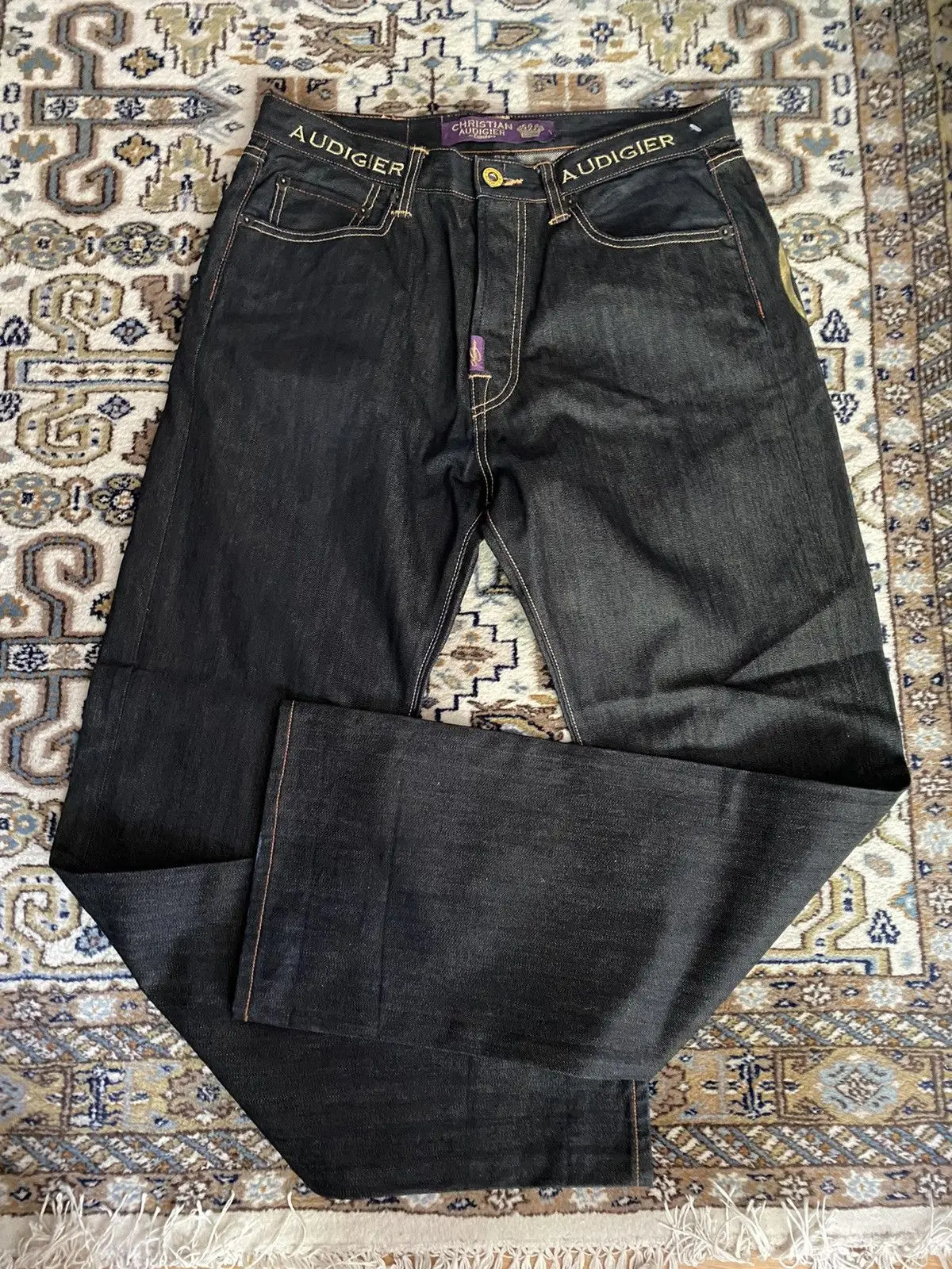 Y2k 2000s estátua da liberdade - Embroidery Jeans Sakura avaliação e preço