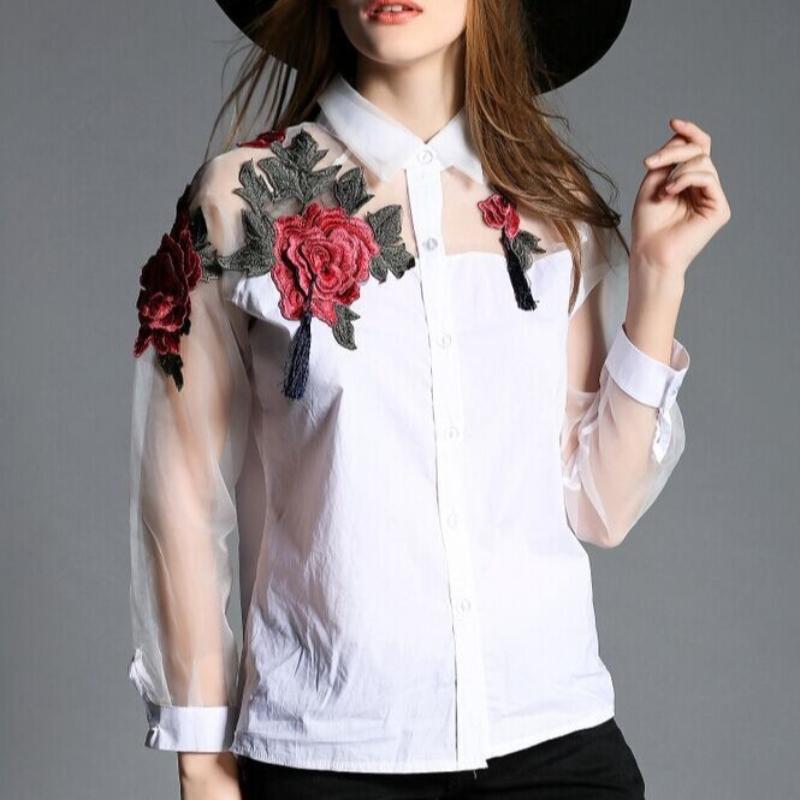 Moda feminina floral bordado c - Embroidery Underlay avaliação e preço