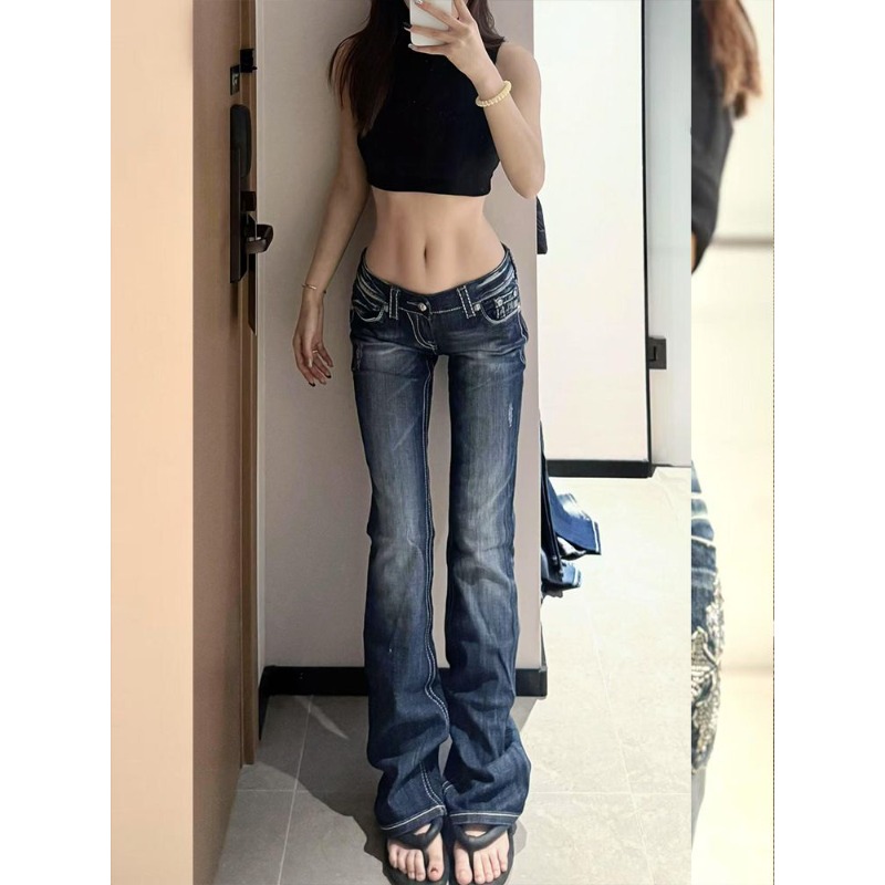Calças Jeans Femininas Y2K Gót - Embroidery Jeans Sakura avaliação e preço