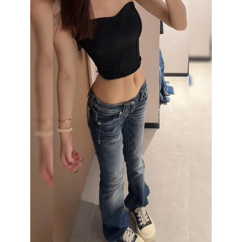 Calças Jeans Femininas Y2K Gót - Embroidery Jeans Sakura avaliação e preço