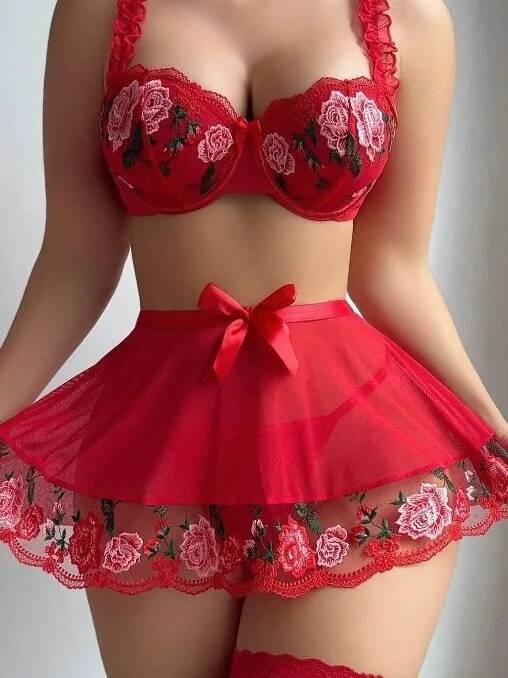 Francês elegante estilo casaul - Embroidery Red avaliação e preço
