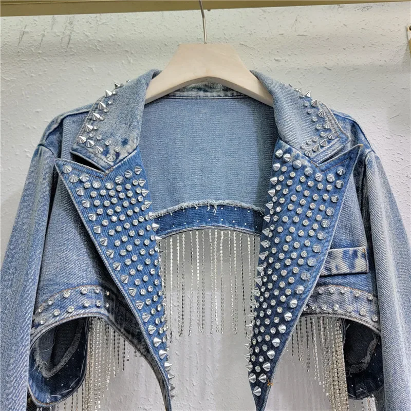 Strass frisado borlas rebites  - Embroidery Jeans Sakura avaliação e preço