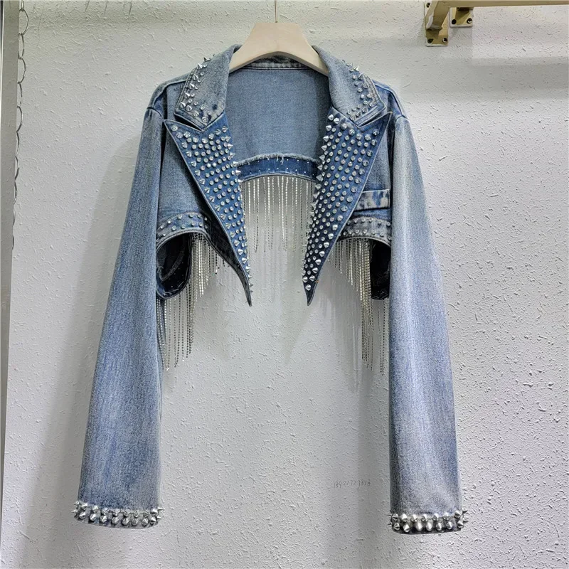 Strass frisado borlas rebites  - Embroidery Jeans Sakura avaliação e preço