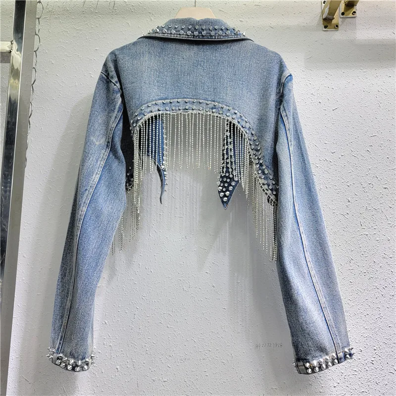 Strass frisado borlas rebites  - Embroidery Jeans Sakura avaliação e preço